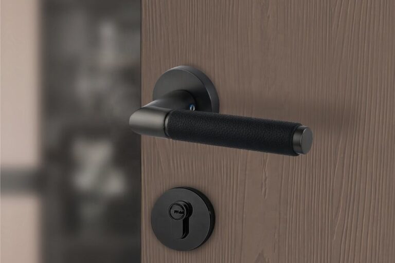 Elegant Leather Interior Door Handle Manufacturer Modern Lever ZR02-060L (4) Leather Interior Door Handle