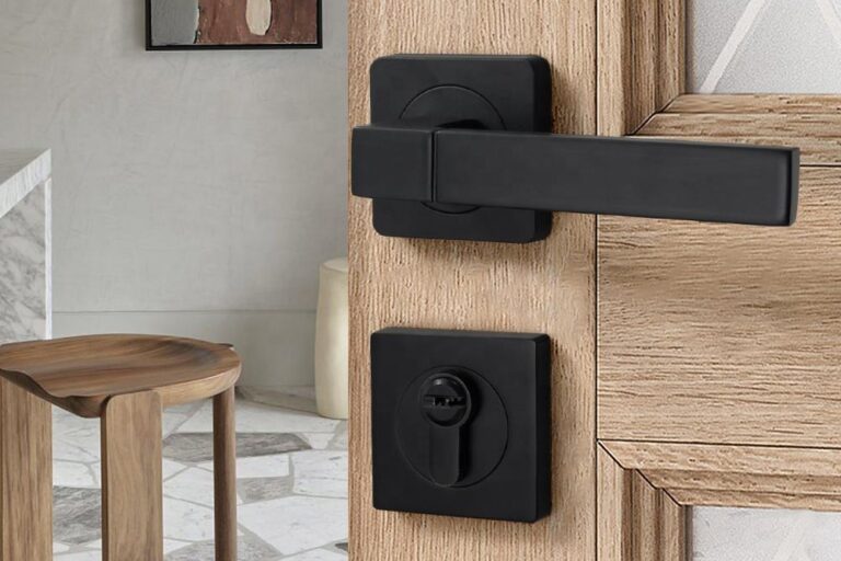Modern Square Black Aluminium Lever Door Handle Supplier (7) lever door handle for toilet door