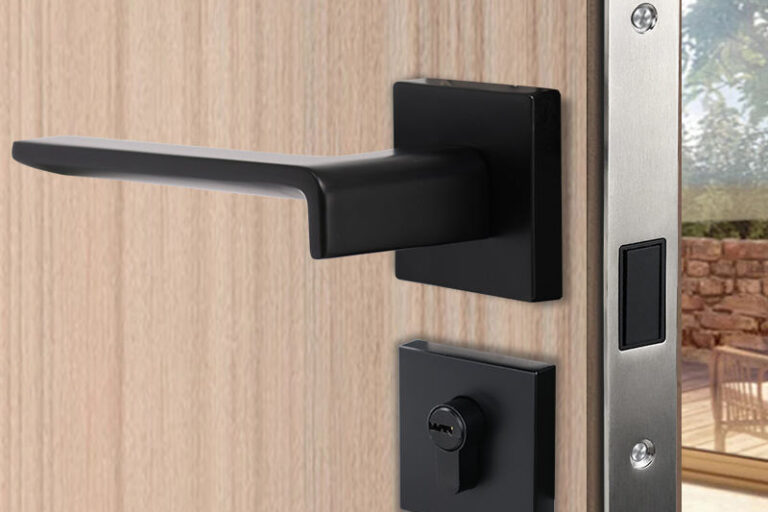 Modern Zinc Alloy Matte Black Lever Handles for Wooden Doors (2) black lever handles for doors